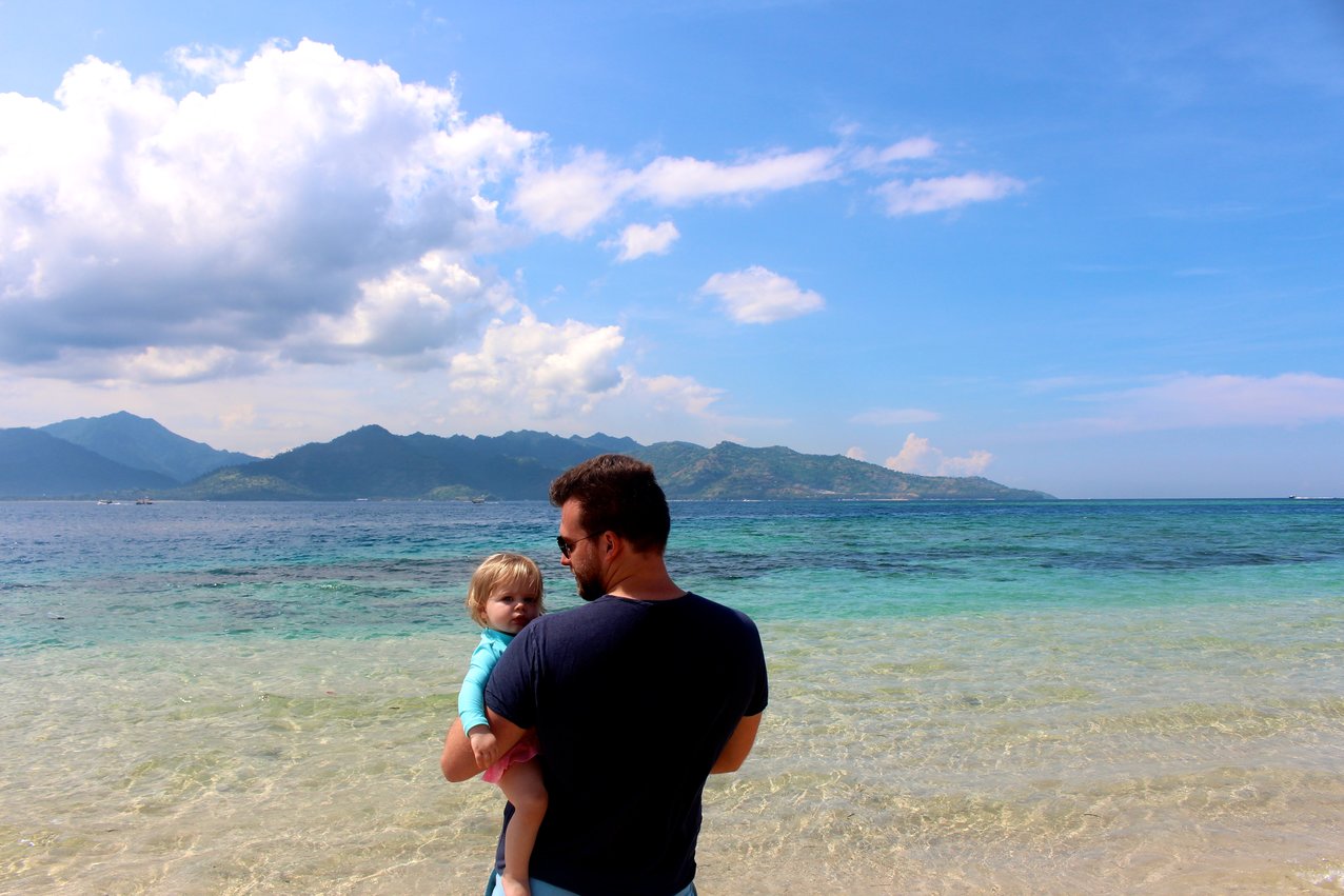 gili air islands indonesia with a baby