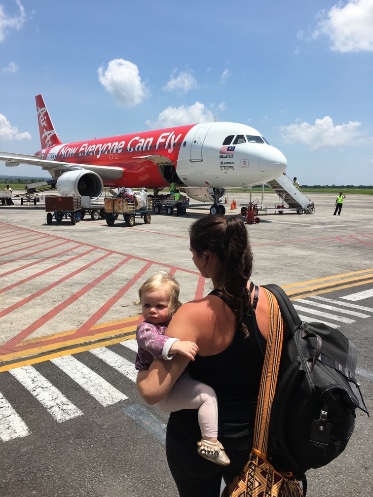 Erica and Nala airplane Airplane travel with toddlers